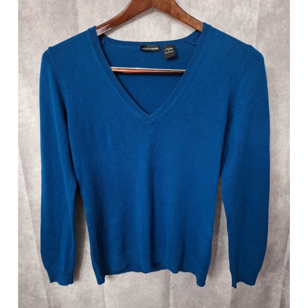 Womens Silk Cahmere V neck Pullover Knit Sweater Size Large Preppy Academia Golf